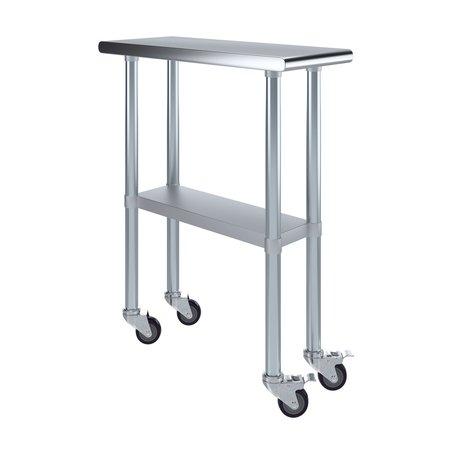 AMGOOD 30x12 Rolling Prep Table with Stainless Steel Top AMG WT-3012-WHEELS